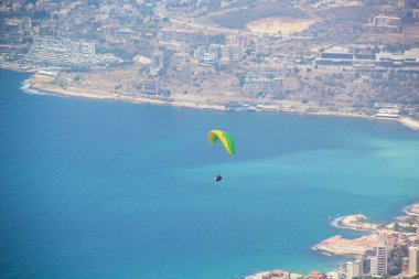 Beautiful view of the funicular at the resort town of Jounieh from Mount Harissa, Lebanon