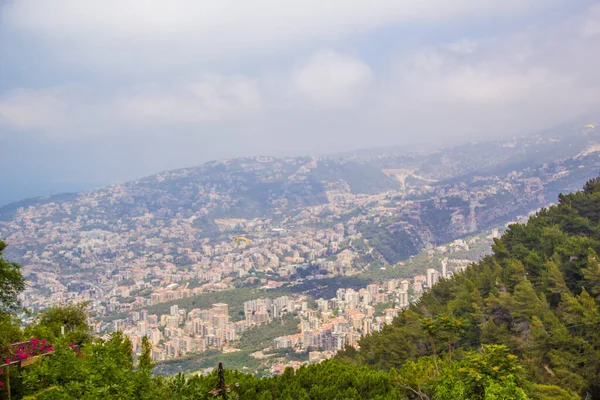 Beautiful View Funicular Resort Town Jounieh Mount Harissa Lebanon — Stok fotoğraf