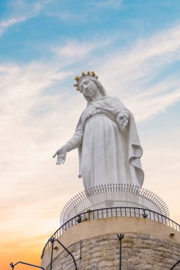 Beautiful view of Virgin Mary Harissa Lady of Lebanon at Mount Harissa, Lebanon