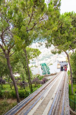 Beautiful view of the funicular at the resort town of Jounieh from Mount Harissa, Lebanon