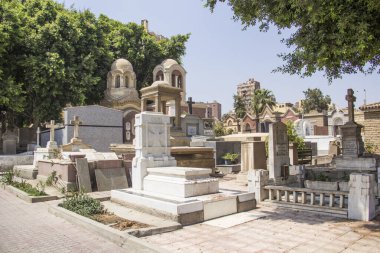 The old cemetery in the Coptic Cairo (Masr al-Qadima) district of Old Cairo, Egypt