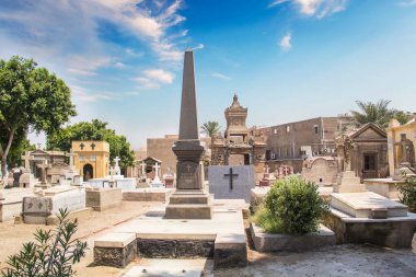 The old cemetery in the Coptic Cairo (Masr al-Qadima) district of Old Cairo, Egypt