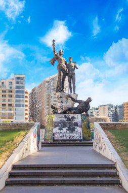 Şehitler Anıtı 'nın ve Lübnan' ın merkezindeki Muhammed El-Emin Camii 'nin güzel manzarası.