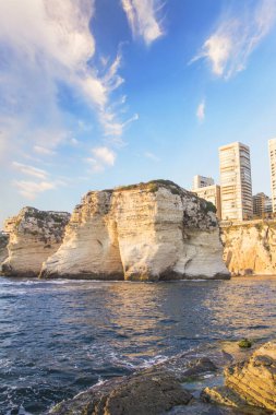Beautiful view of the Pigeon Rocks on the promenade in the center of Beirut, Lebanon