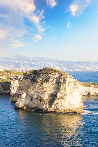 Beautiful View Pigeon Rocks Promenade Center Beirut Lebanon — стокове фото