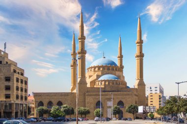 Muhammed el-Emin Camii ve Beyrut, Lübnan 'ın güzel manzarası.
