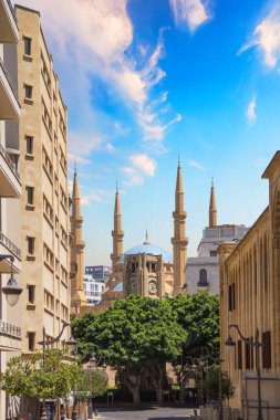 Muhammed el-Emin Camii ve Beyrut, Lübnan 'ın güzel manzarası.