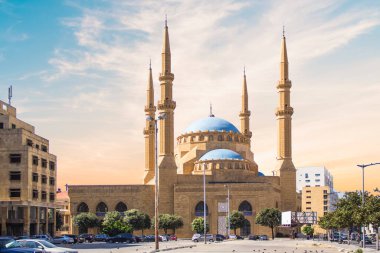 Muhammed el-Emin Camii ve Beyrut, Lübnan 'ın güzel manzarası.