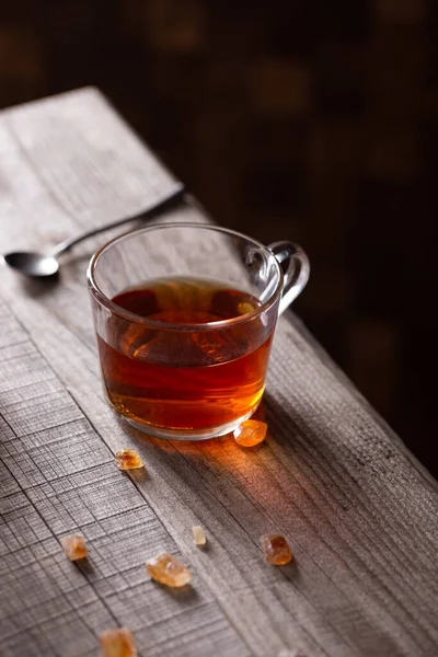 Чашка Черного Чая Деревянном Столе — стоковое фото