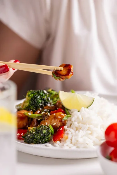 Dinner Asian Teriyaki Chicken Rice — Stock Photo, Image