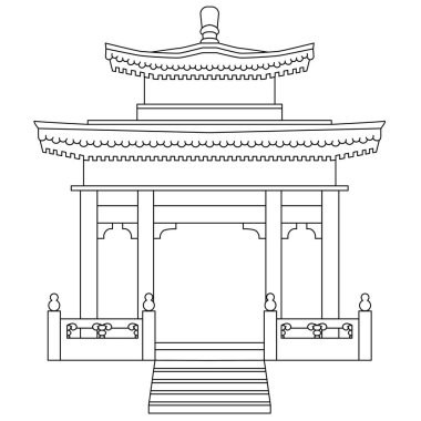 Japanese temple or Chinese gazebo in linear style