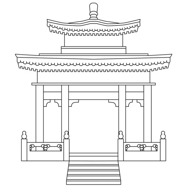 Japanese temple or Chinese gazebo in linear style
