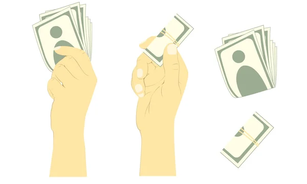 Hand Holding Banknotes Money Vector Illustration — Vetor de Stock