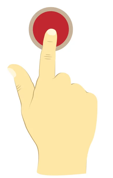 Hand Pressing Red Button Finger Vector Illustration — Stockový vektor