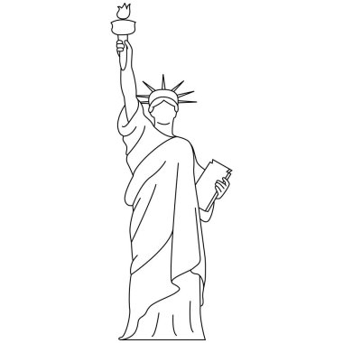 Statue of liberty in linear vector illustration