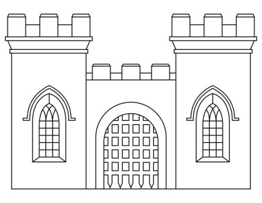 Linear illustration of a Castle in Vector