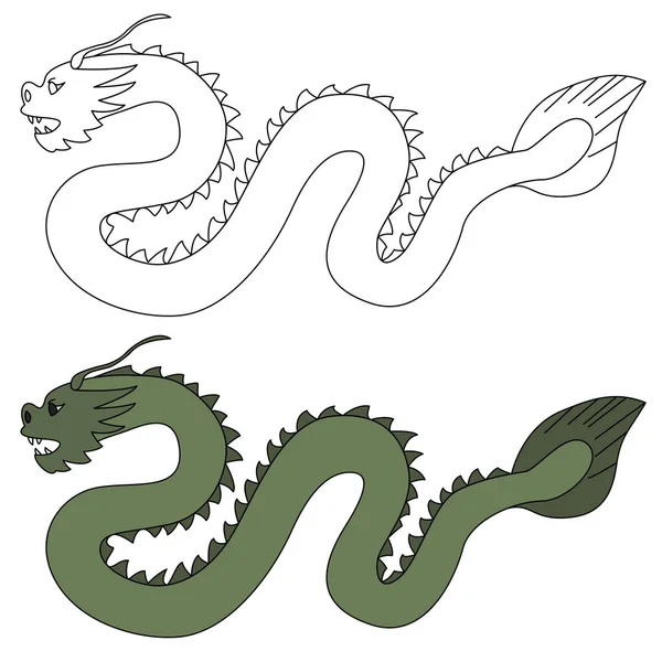 Chinese Dragon Linear Vector Illustration — Stock Vector