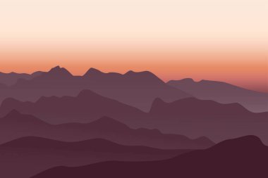 Sunrise or sunset in the mountains in vector illustration