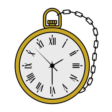 Vektör illüstrasyonunda bir zincir üzerinde cep saati