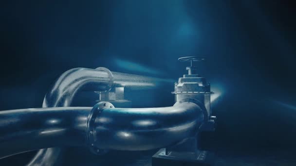 Illustration Pipes Inscription Nord Stream Going Underwater Rendering Metal Gas — Stock Video