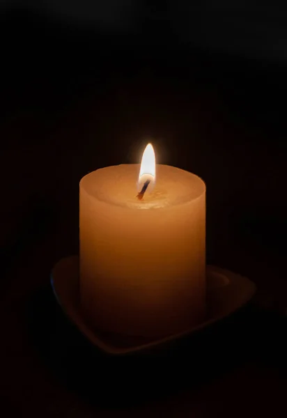 Candle Stand Burns Dark Copy Space — Stock Photo, Image