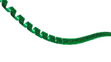 Yeşil folyo bir dalgada sallanıyor. Tasarım elemanı. Boşluğu kopyala.