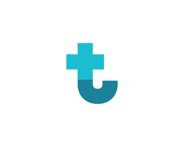 Letra Con Cruz Más Elementos Plantilla Diseño Icono Logotipo Médico — Vector de stock