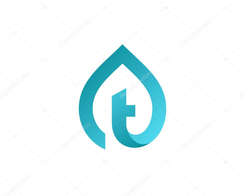 Letter T with  water drop logo icon design template elements