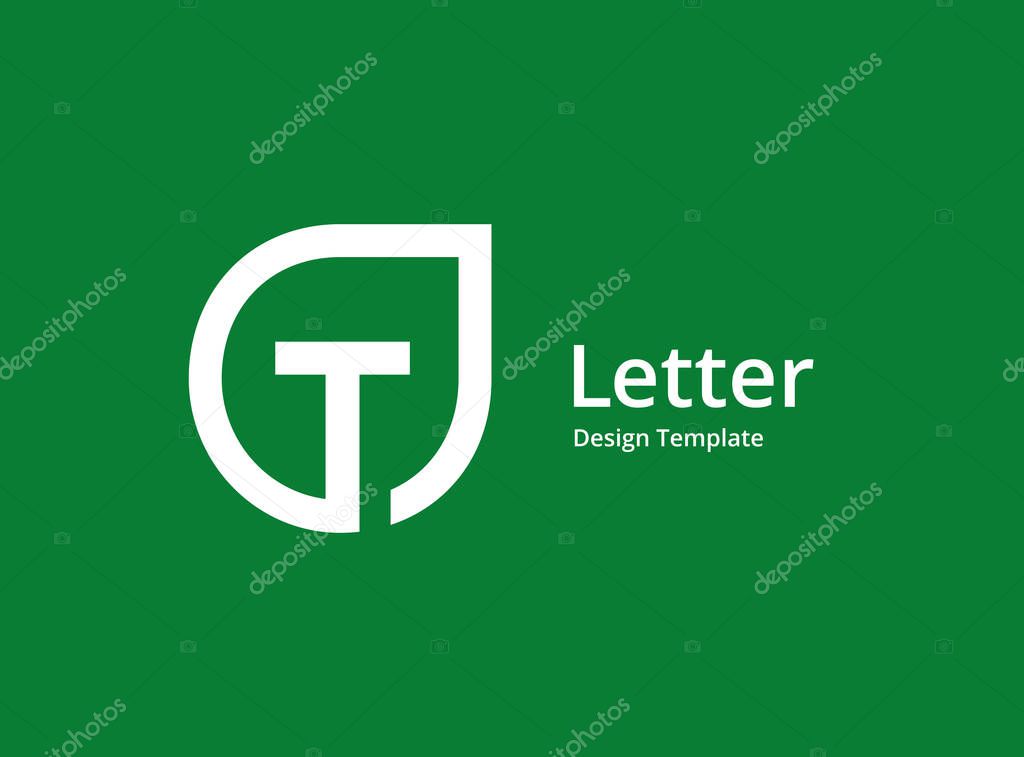 Letter T with eco leaves logo icon design template elements