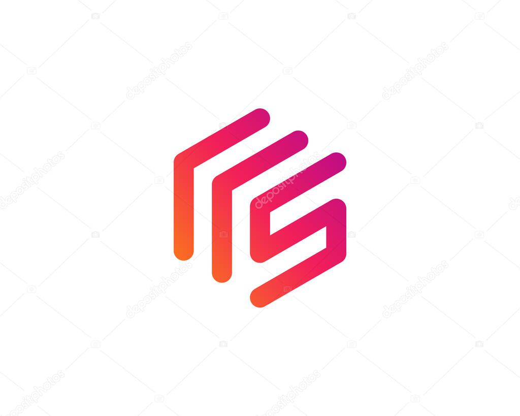 Letter S or number 5 cube logo icon design template elements
