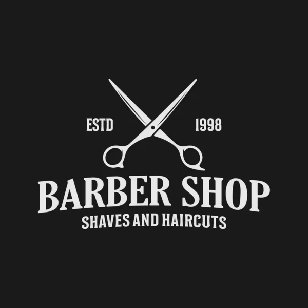 Berber Dükkanı Logosu Klasik Stil Kuaför Kuaförü Moda Saç Kesimi — Stok Vektör