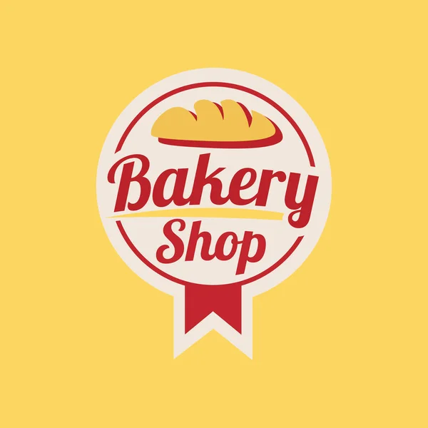 面包店徽章或标签复古矢量插图 面包店的剪影 老式排版标志设计 — 图库矢量图片