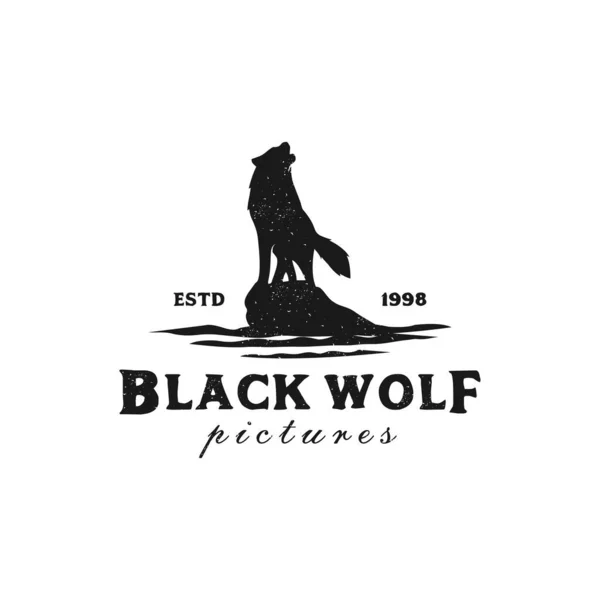 Stehender Schwarzer Wolf Fox Dog Coyote Schakal Auf Dem Felsen — Stockvektor