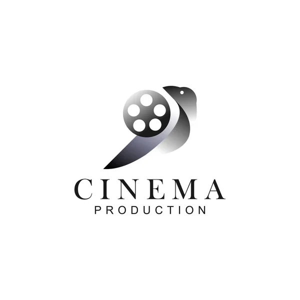 Vogel Met Filmmateriaal Goed Logo Ontwerp Voor Movie Maker — Stockvector