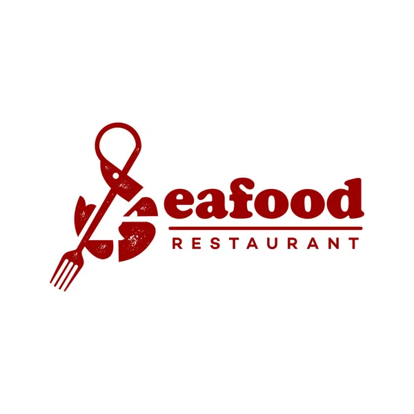 Marisco Tipografia Logotipo Restaurante Camarão Vermelho Ilustração Aquarela Cartão Comercial — Vetor de Stock