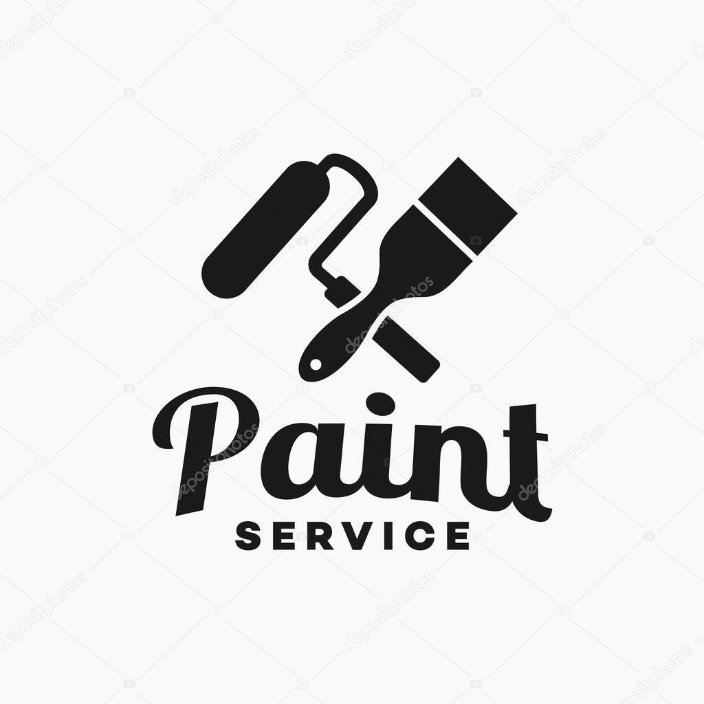 Badge Painting business company logo design. Paintbrush symbol. Emblem painting vintage
