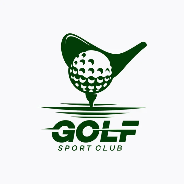 Golf Sporu Kraliyet Logosu Tasarımı, Top Çubuğu ve Crown Kombinasyon Şablonu, vektör İllüzyonu