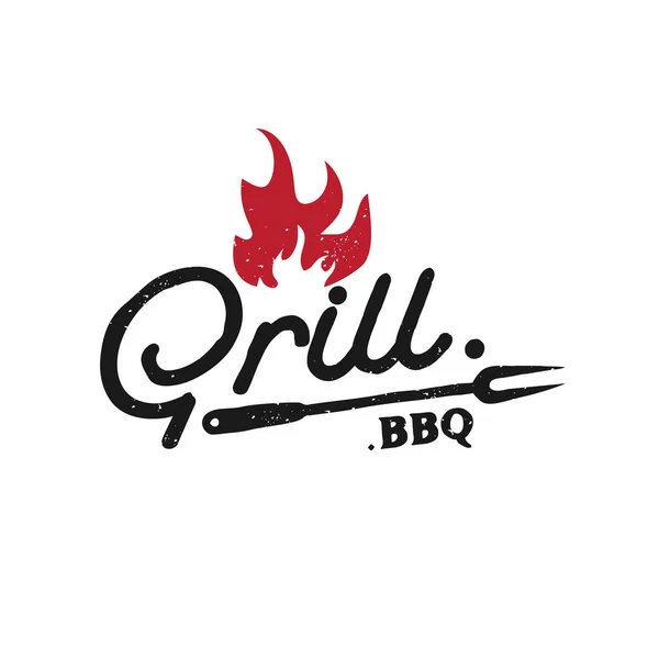 Klasik tipografi Retro Rustic BBQ Grill, Barbekyu, Barbeque Etiket Logosu desain vektor