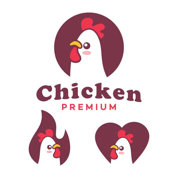 Tavuk Logosu Çizgi Karakteri. Şirin Rooster Chicken başparmağını kaldırıyor. Vektör logosu illüstrasyonu