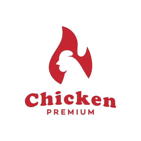Chicken Fire Flame Hipster Vintage Logo Vector Icon Illustration — Stock Vector