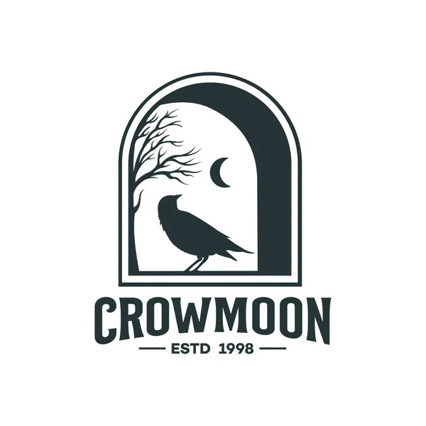 Klasik hipster Crow Raven logo tasarımı vektör çizimi