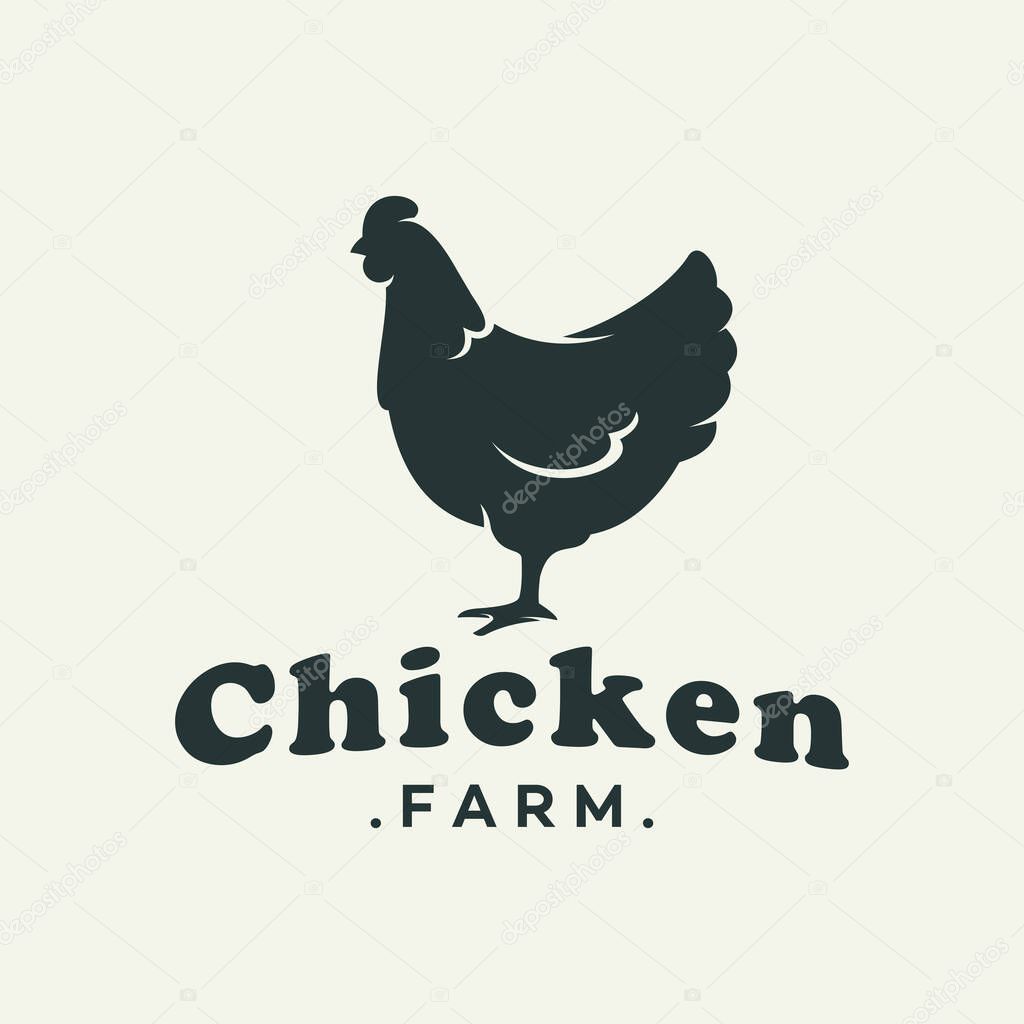 Chicken farm concept logo. for natural farm products. Logotype isolated on white background. farm with chicken logo