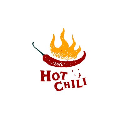 Beyaz oymalı arka planda, kabataslak şekillendirilmiş kırmızı biber. vektör logosu