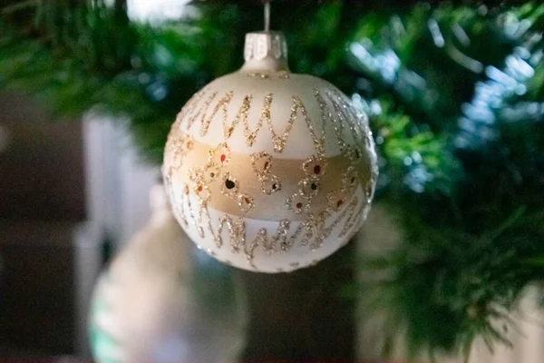 Beautiful Close Silver Gold Christmas Ornament — Stock Photo, Image