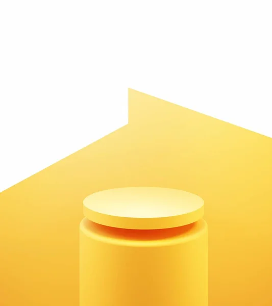 렌더링의 노란색 오렌지색 지휘대 추상적 최소한의 디자인 화장품 럭셔리를위한 — 스톡 사진