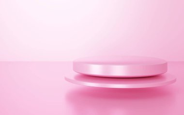 Soyut pembe geometrik rengin 3 boyutlu yansıması. Romantik bir kavram. Reklam, teknoloji, vitrin, afiş, kozmetik reklamlar, moda, iş, afiş için sahne. İllüzyon. Ürün görüntüsü