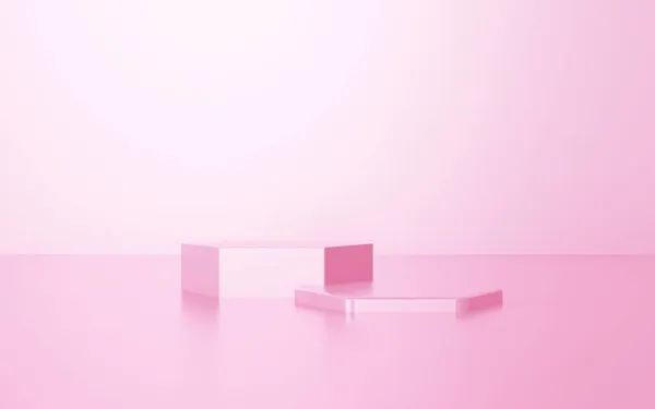 Rendering Pink Abstract Geometric Pastel Background Romantic Concept Scene Advertising — Stock Photo, Image