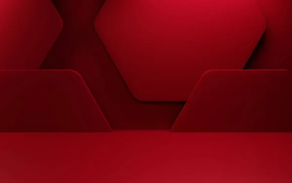 Rendering Empty Red Abstract Geometric Minimal Background Scene Advertising Cosmetic — 图库照片