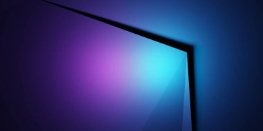 Mor ve mavi soyut geometrik arkaplanın 3D görüntüsü. Reklam, teknoloji, vitrin, afiş, kozmetik, moda, iş dünyası, meta-evren sahnesi. Bilim-Kurgu İllüstrasyonu. Ürün görüntüsü