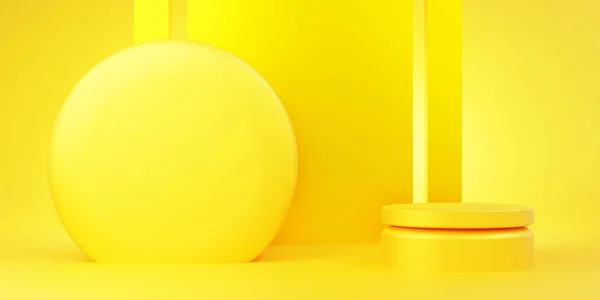 렌더링의 노란색 추상적 최소한의 디자인 화장품 럭셔리 — 스톡 사진